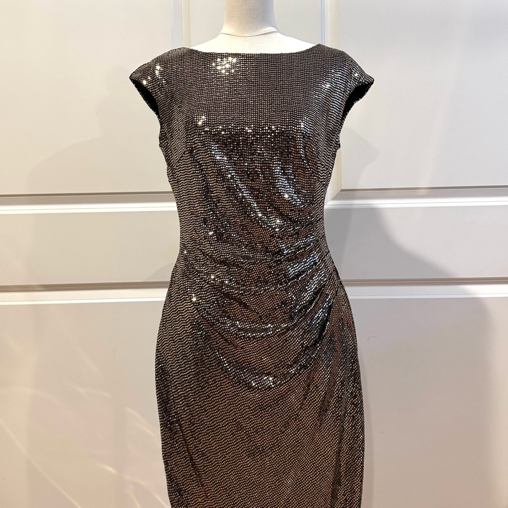 Anne Klein Metallic Gold Midi Dress